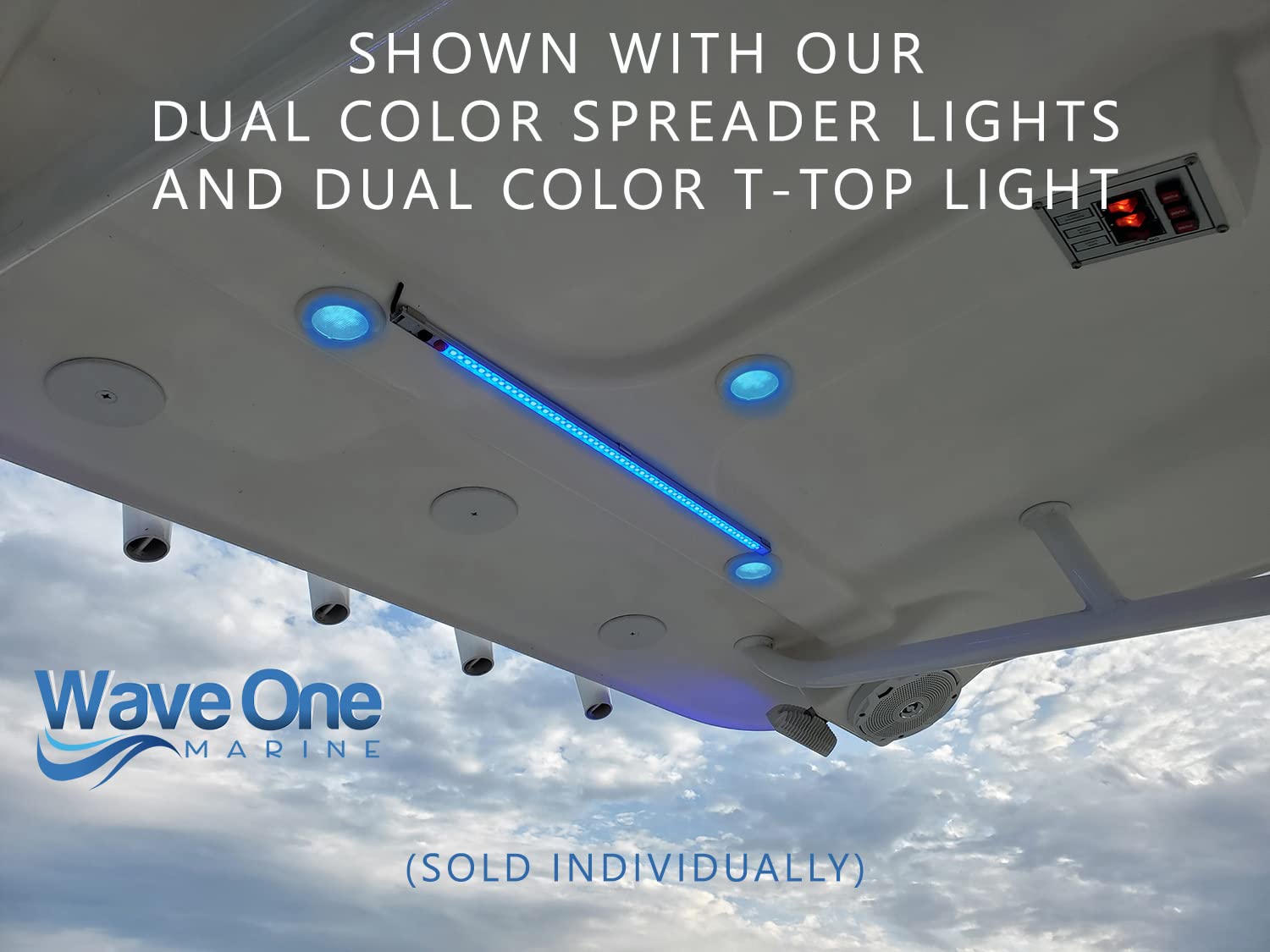 Wave One Marine glowing blue on deck creating ambient entertainment atmosphere