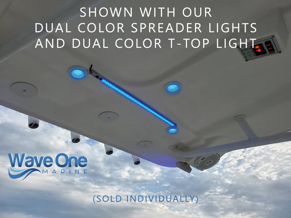 Wave One Marine glowing blue on deck creating ambient entertainment atmosphere