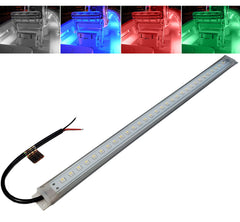 Wave One Marine front view of 16 inch RGBW LED strip, shows sleek profile and even light