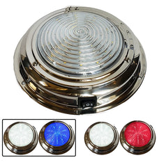 Wave One Marine front view stainless dome light showing polished finish and mounting benefit
