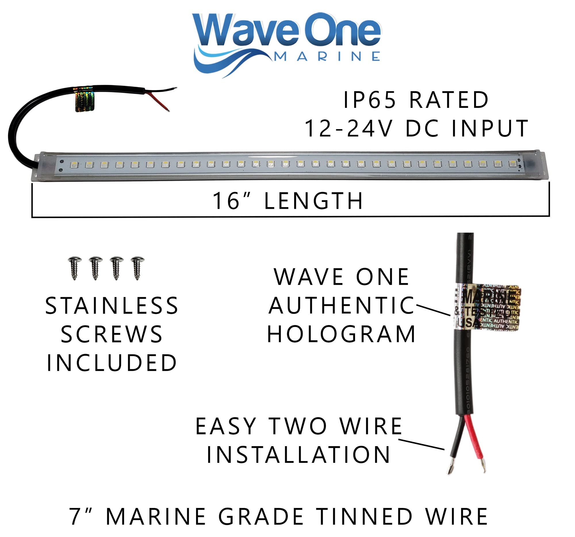 Wave One Marine next to ruler for scale, illustrates compact 16 inch size advantage