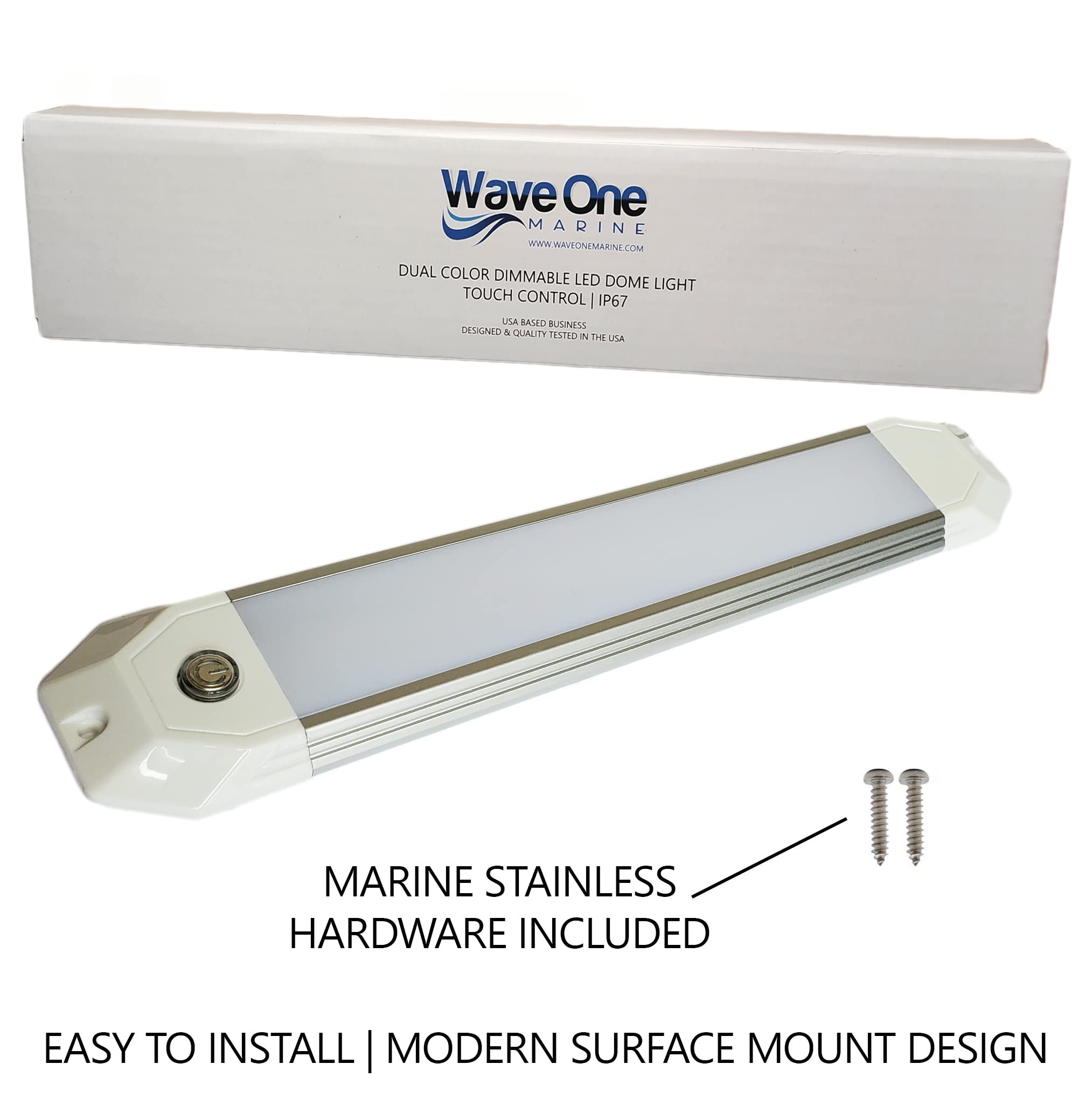 Wave One Marine scale comparison next to hand showing compact 12-inch size and fit