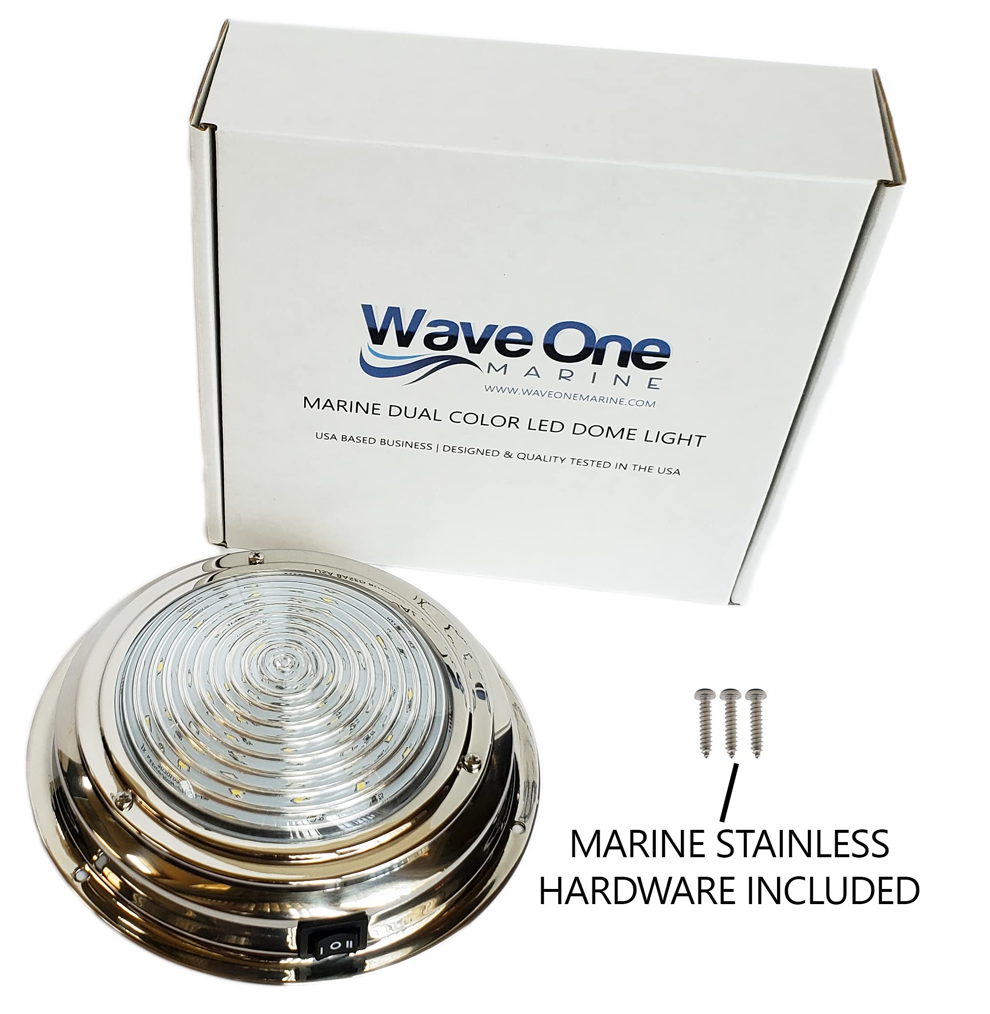 Wave One Marine next to hand for size comparison showing compact, easy-install benefit