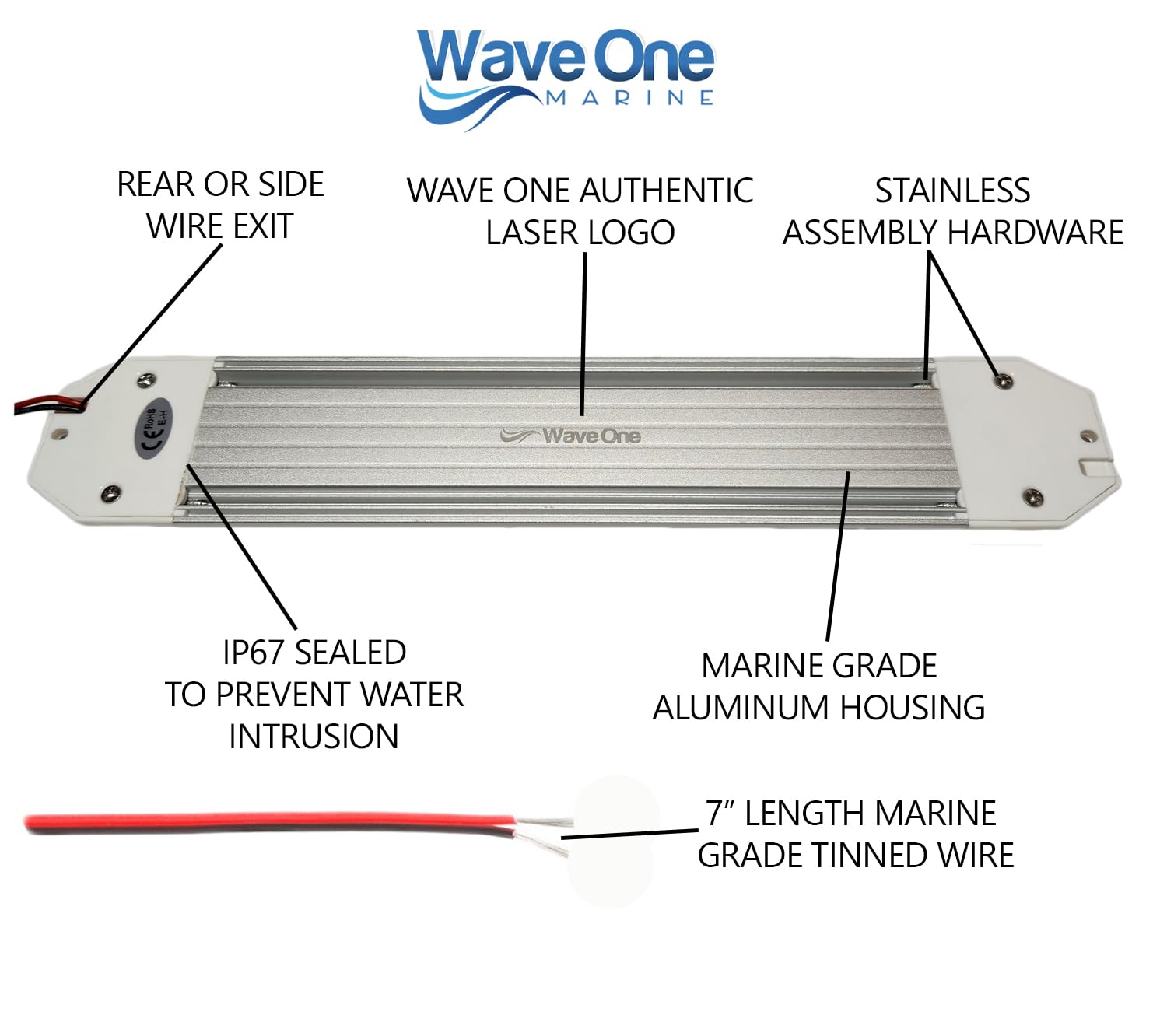 Wave One Marine white light output illuminating cabin for bright reading and tasks