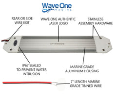 Wave One Marine white light output illuminating cabin for bright reading and tasks