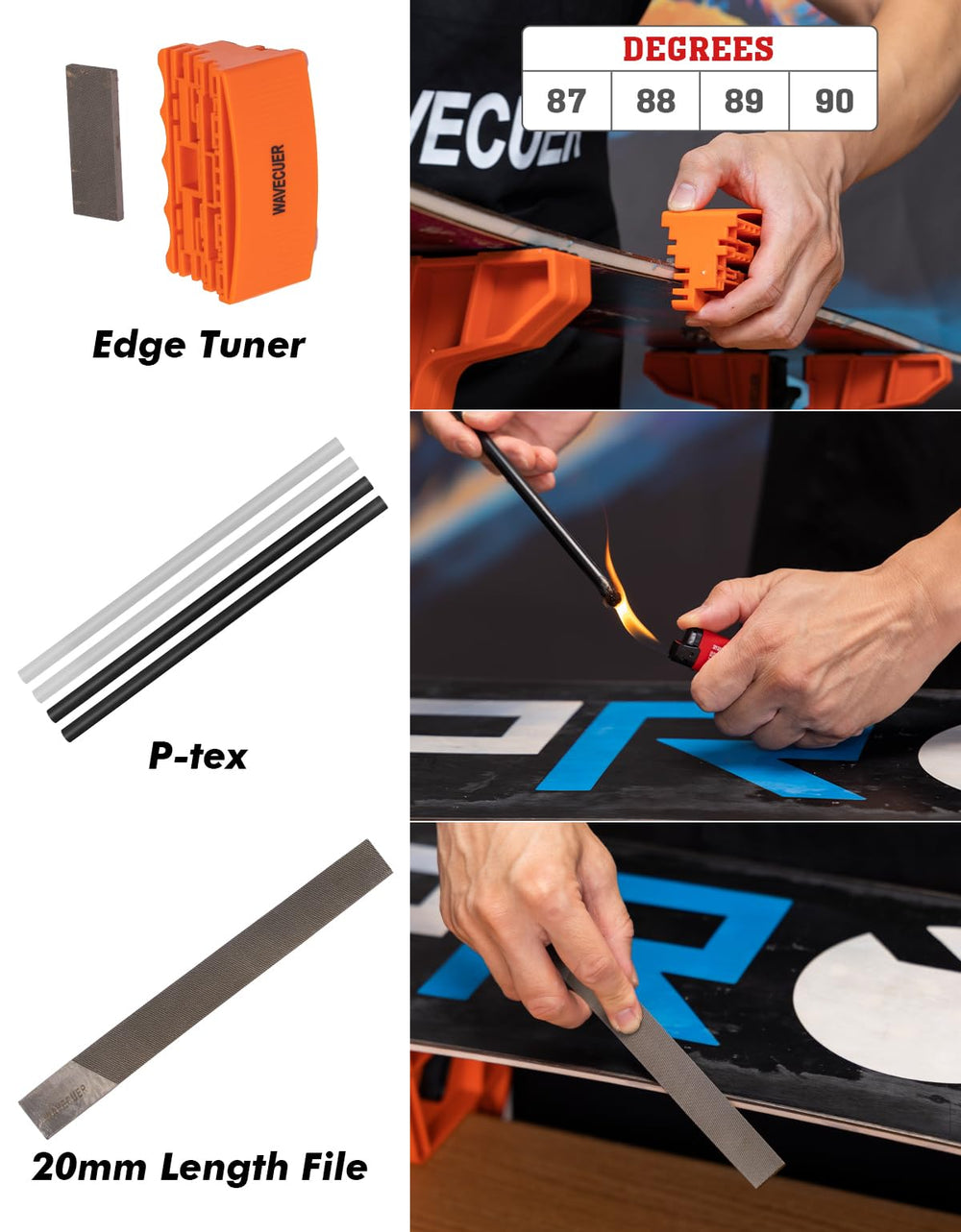WAVECUER P-Tex repair being applied to base for quick on-hill fixes