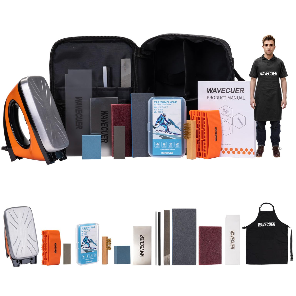 WAVECUER front view of kit open showing tools and bag for organized maintenance
