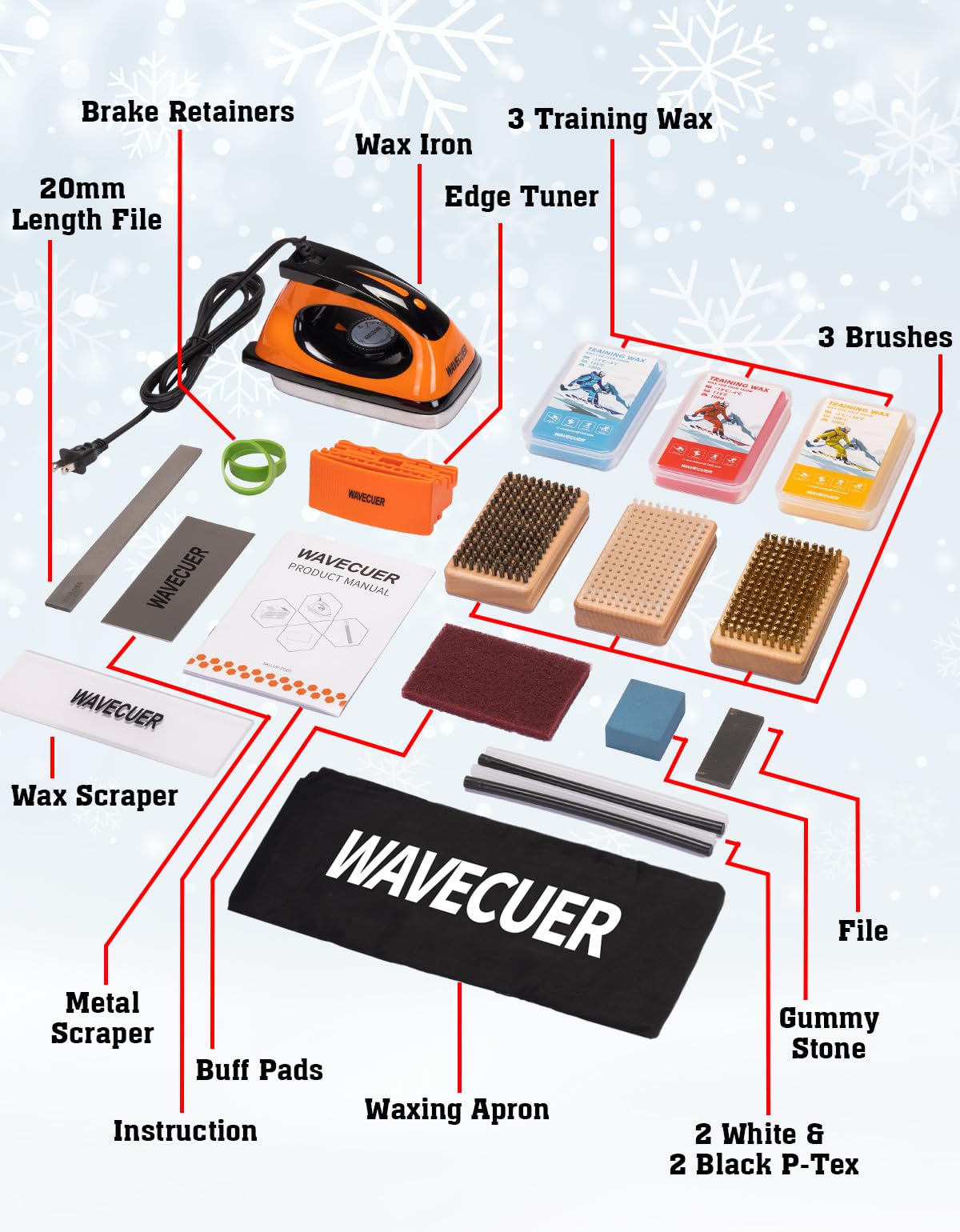 WAVECUER waxing demo on a snowboard illustrating improved glide and control