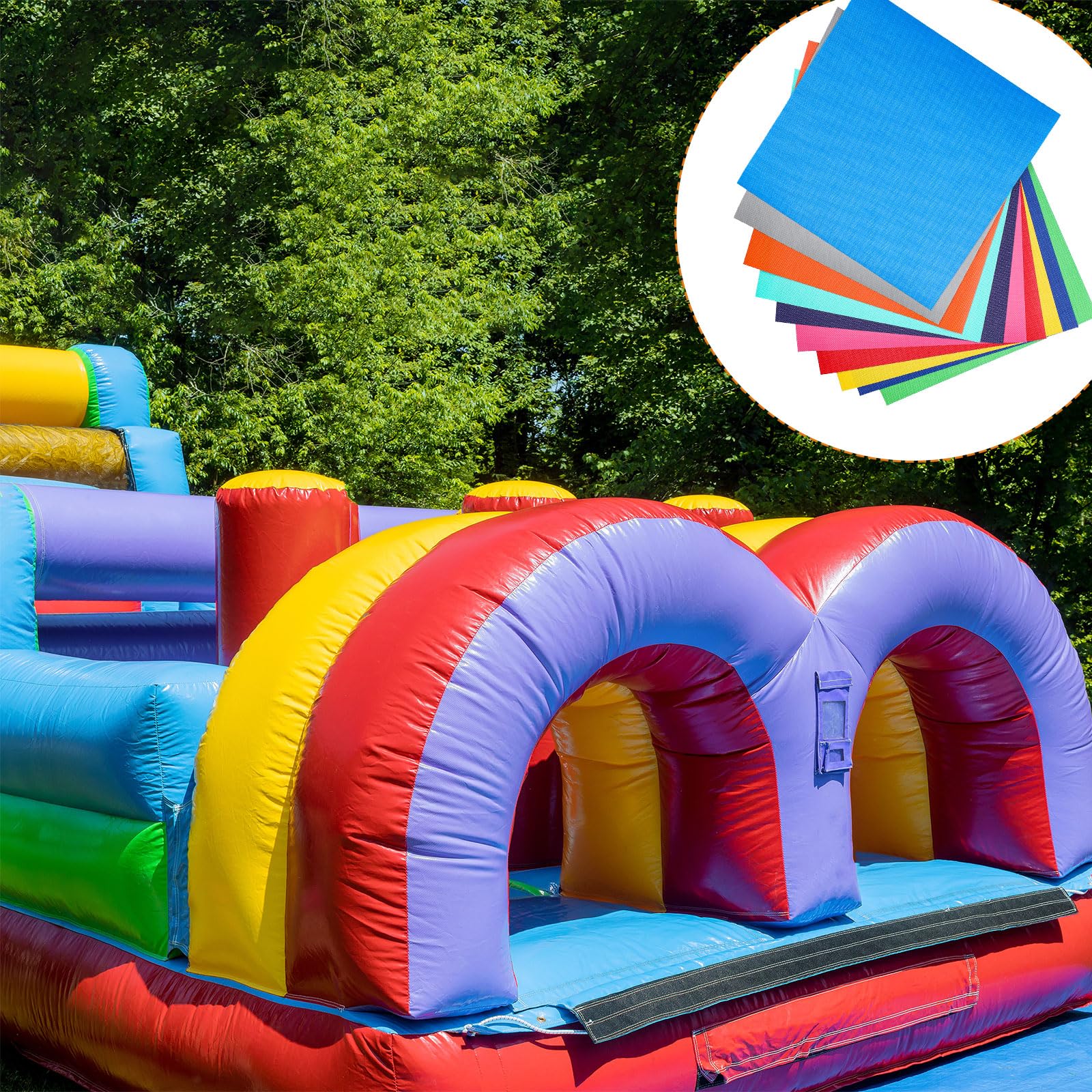 Wavwavw repaired bounce house in backyard highlighting restored safety and appearance