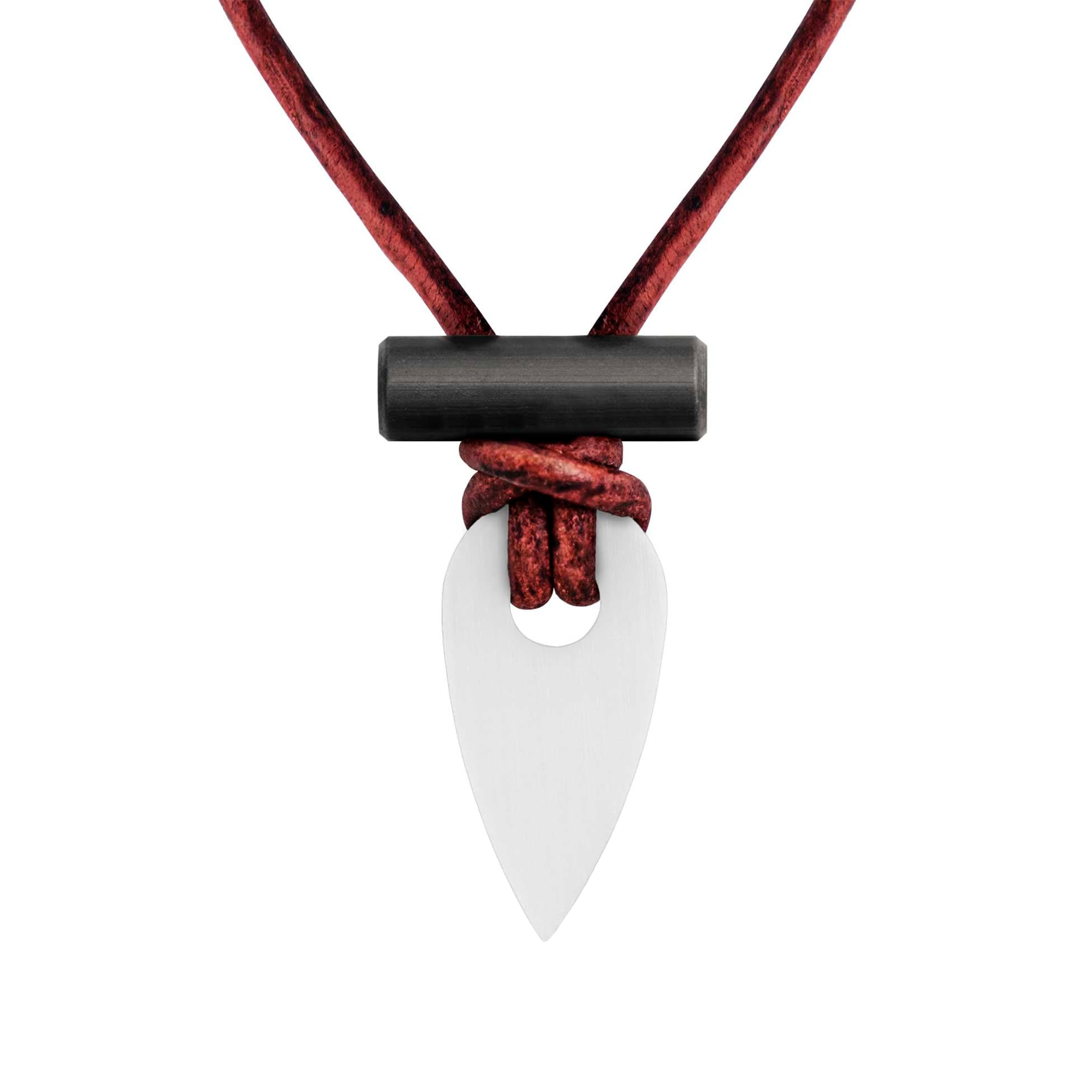 Wazoo front view of pendant showing white zirconia and benefits of portability