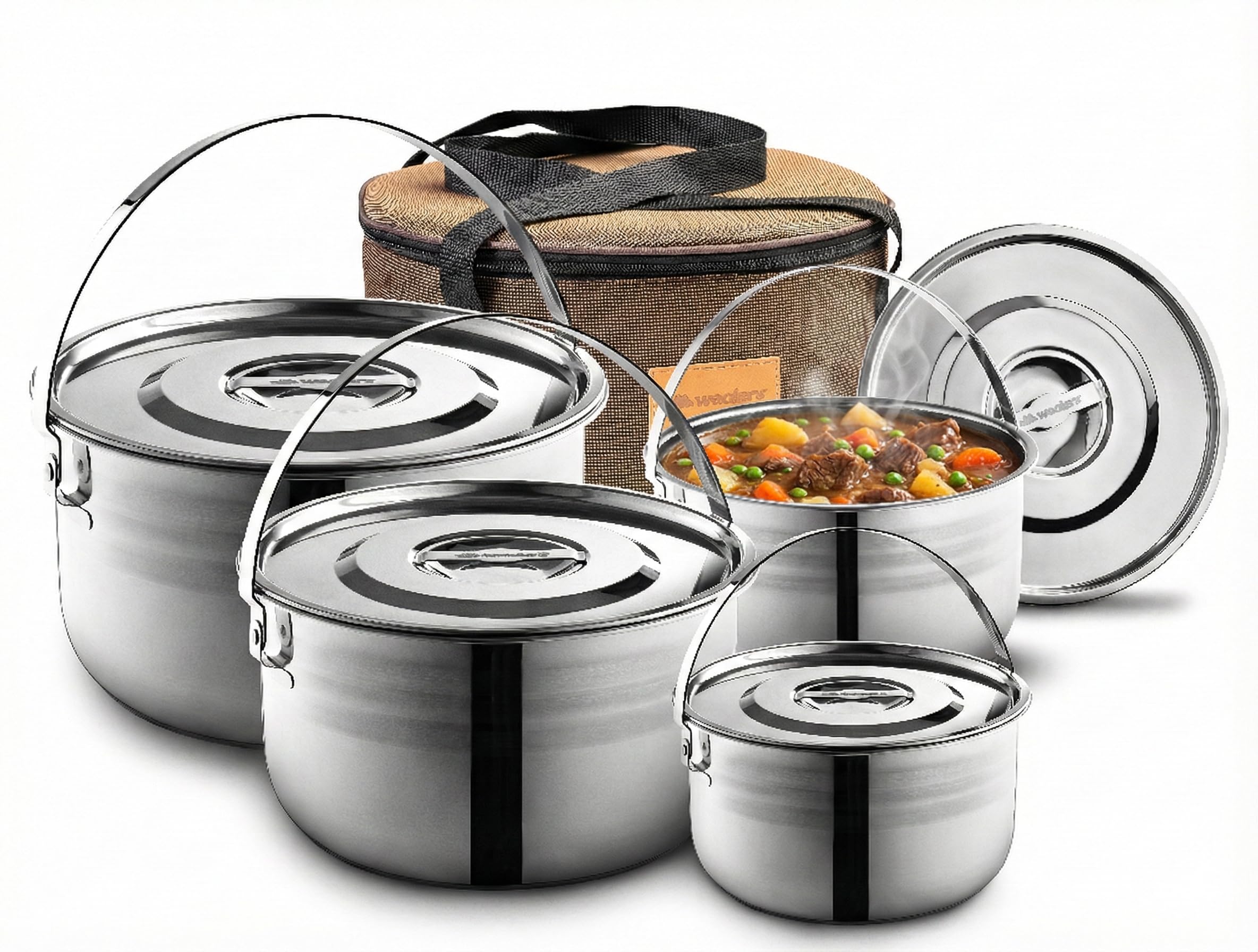 Wealers front packaging showing full cook set and travel tote for easy transport