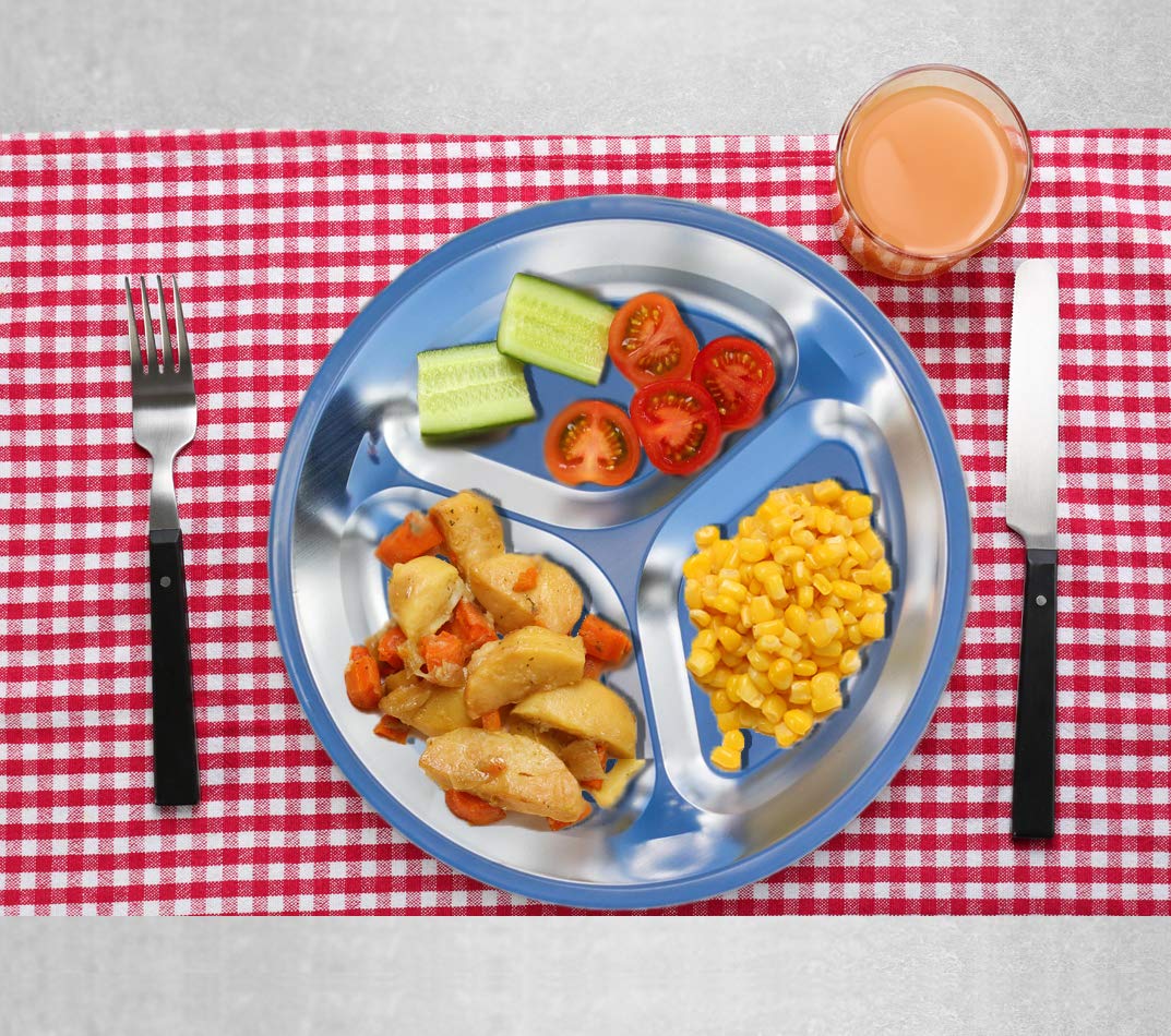 Wealers plate being rinsed to show easy-to-clean, dishwasher-safe benefit
