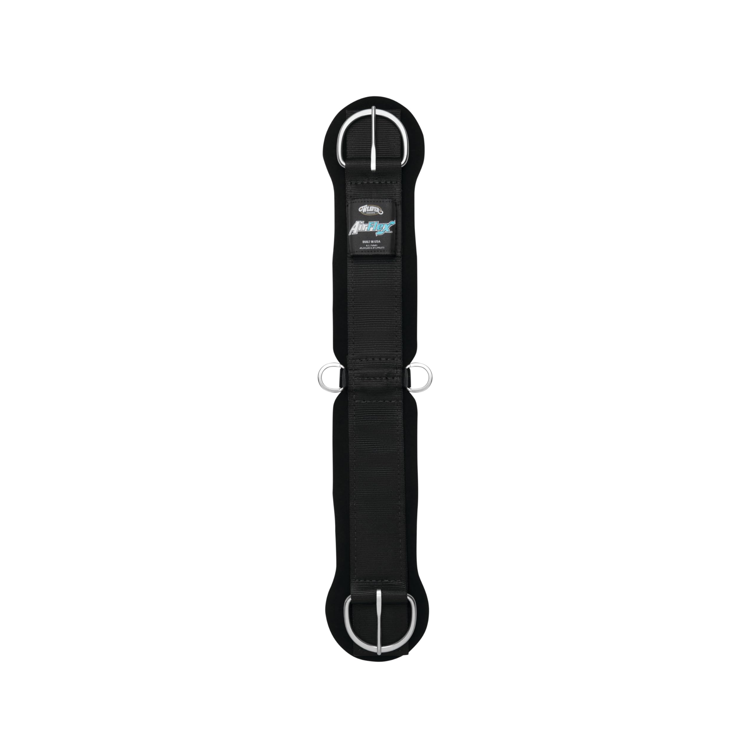 Weaver Equine front view of AirFlex cinch showing sleek black profile and ventilation benefit