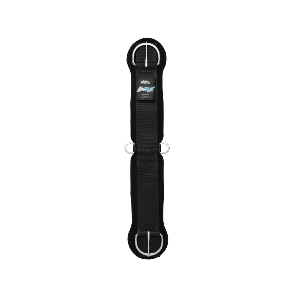 Weaver Equine front view of AirFlex cinch showing sleek black profile and ventilation benefit