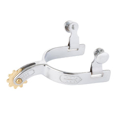 Weaver Equine spur next to child boot showing appropriate scale and fit