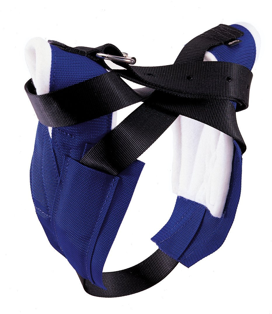 Weaver Equine Super 8 horn wrap front view showing blue nylon and felt lining, protects steer during roping