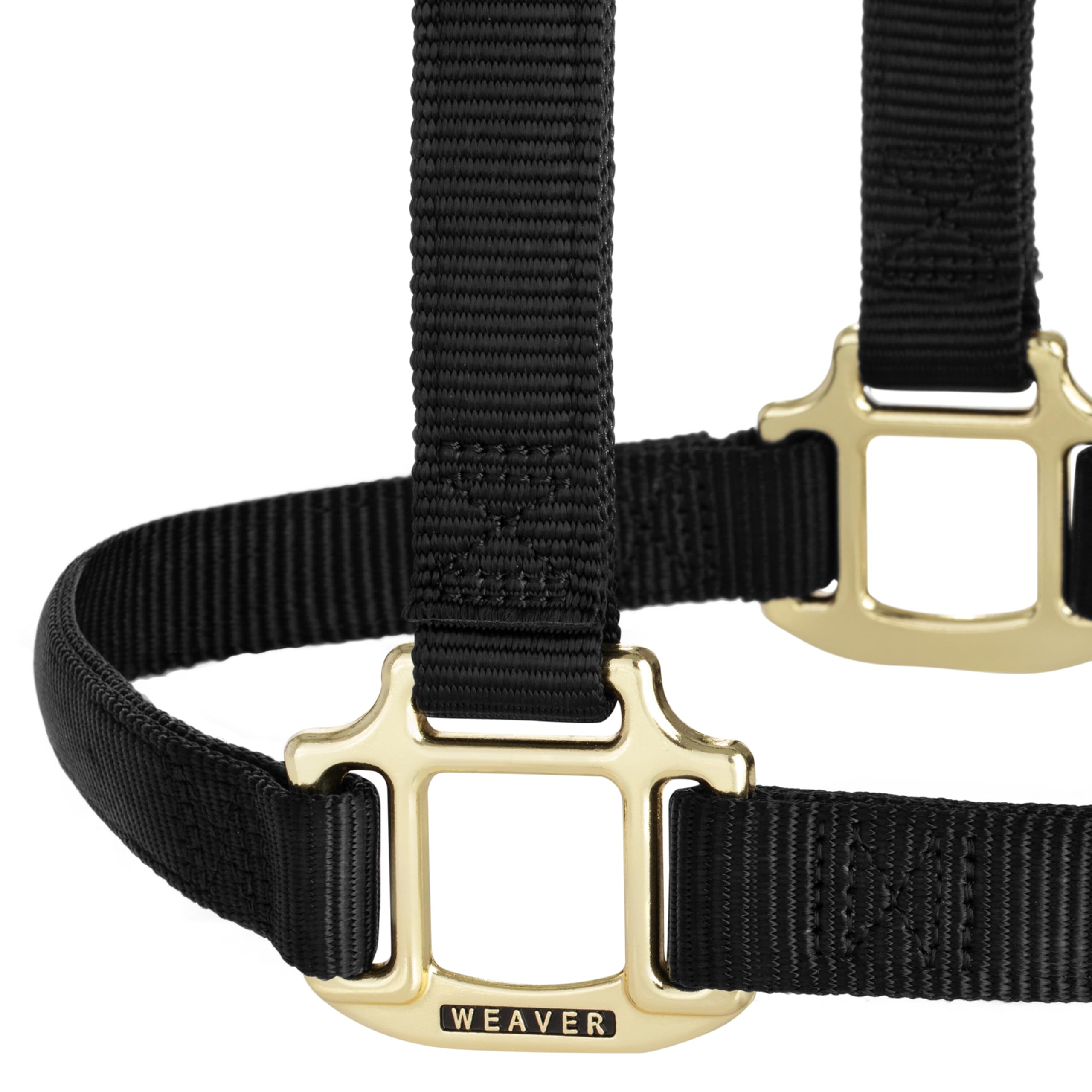 Weaver Equine triple-ply cheek detail demonstrating reinforced strength