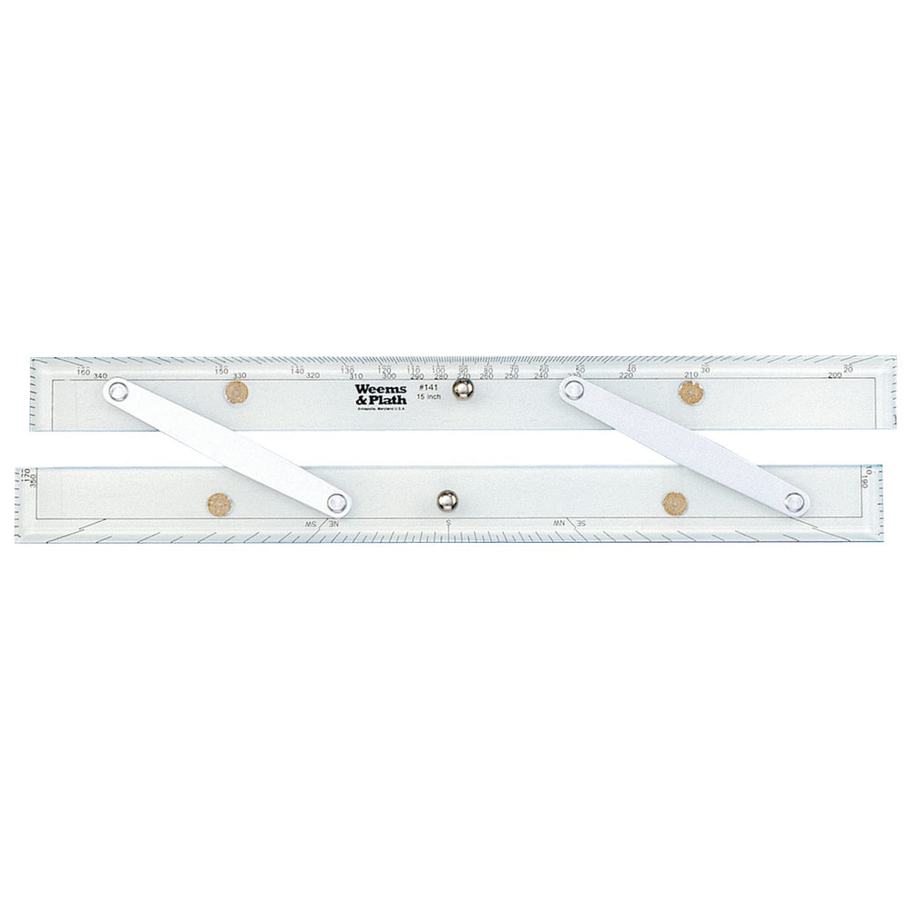 Weems & Plath parallel ruler front view showing scale and handles for precise plotting