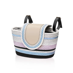 WeGear front basket full view showing blue weave and vintage style benefit convenience