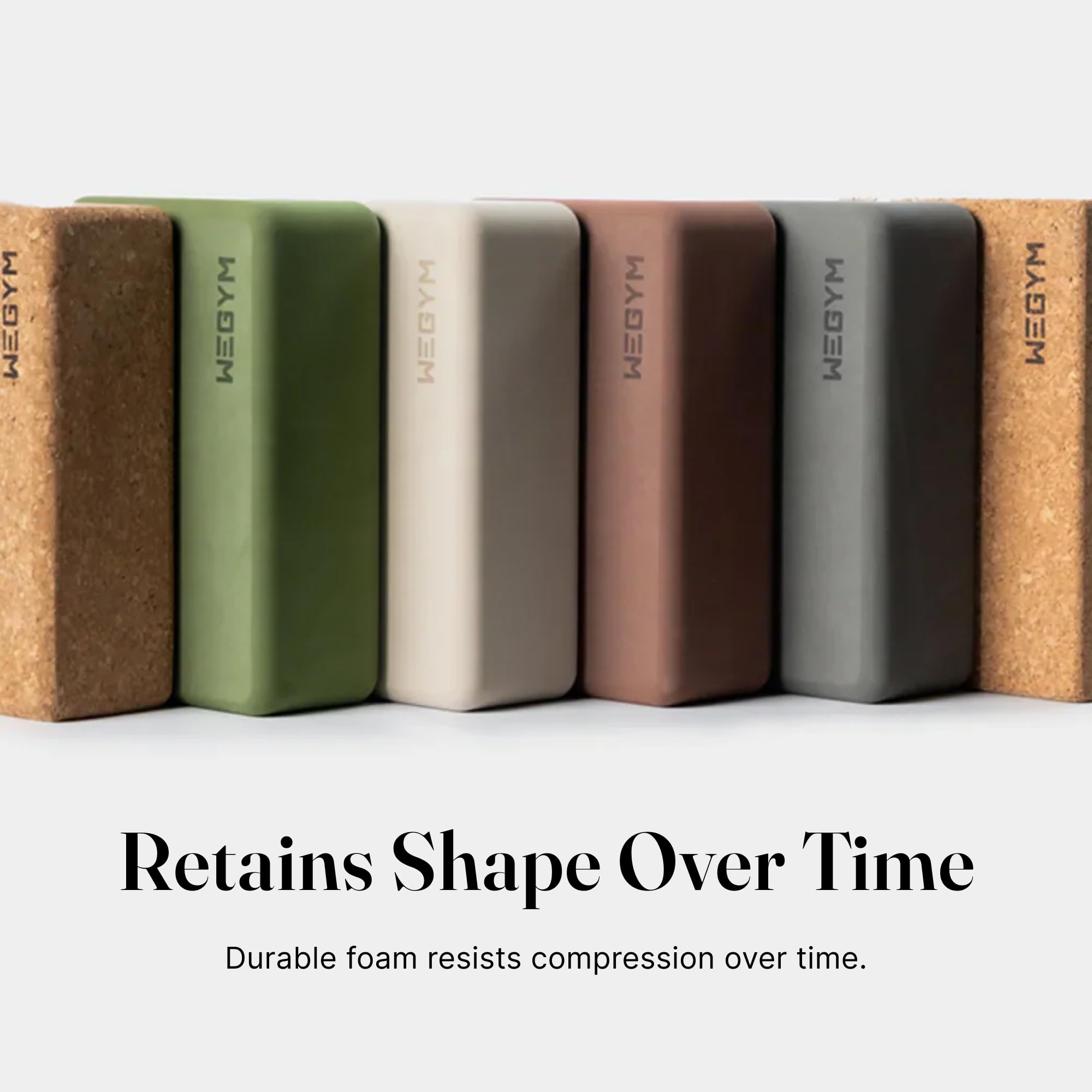 WeGym blocks in four nature colors styled in a yoga studio setting