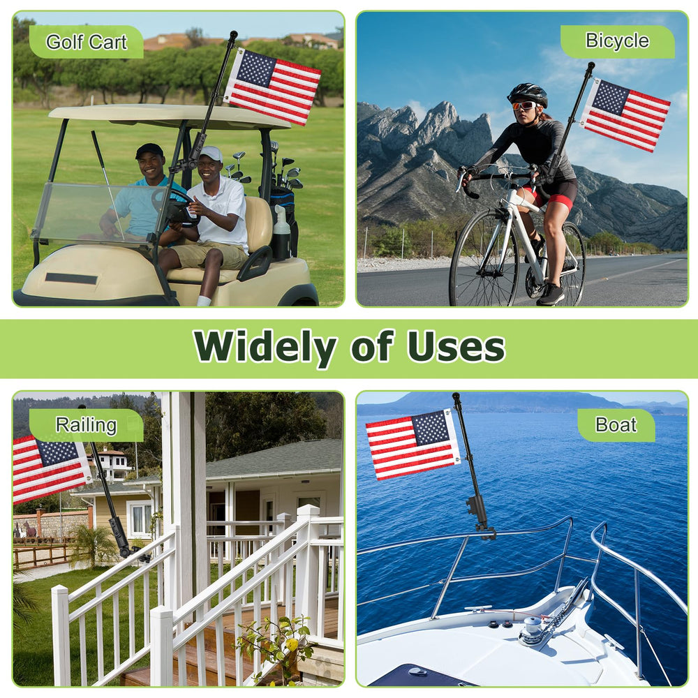 WEIMELL lifestyle shot on a golf cart illustrating patriotic decoration while riding