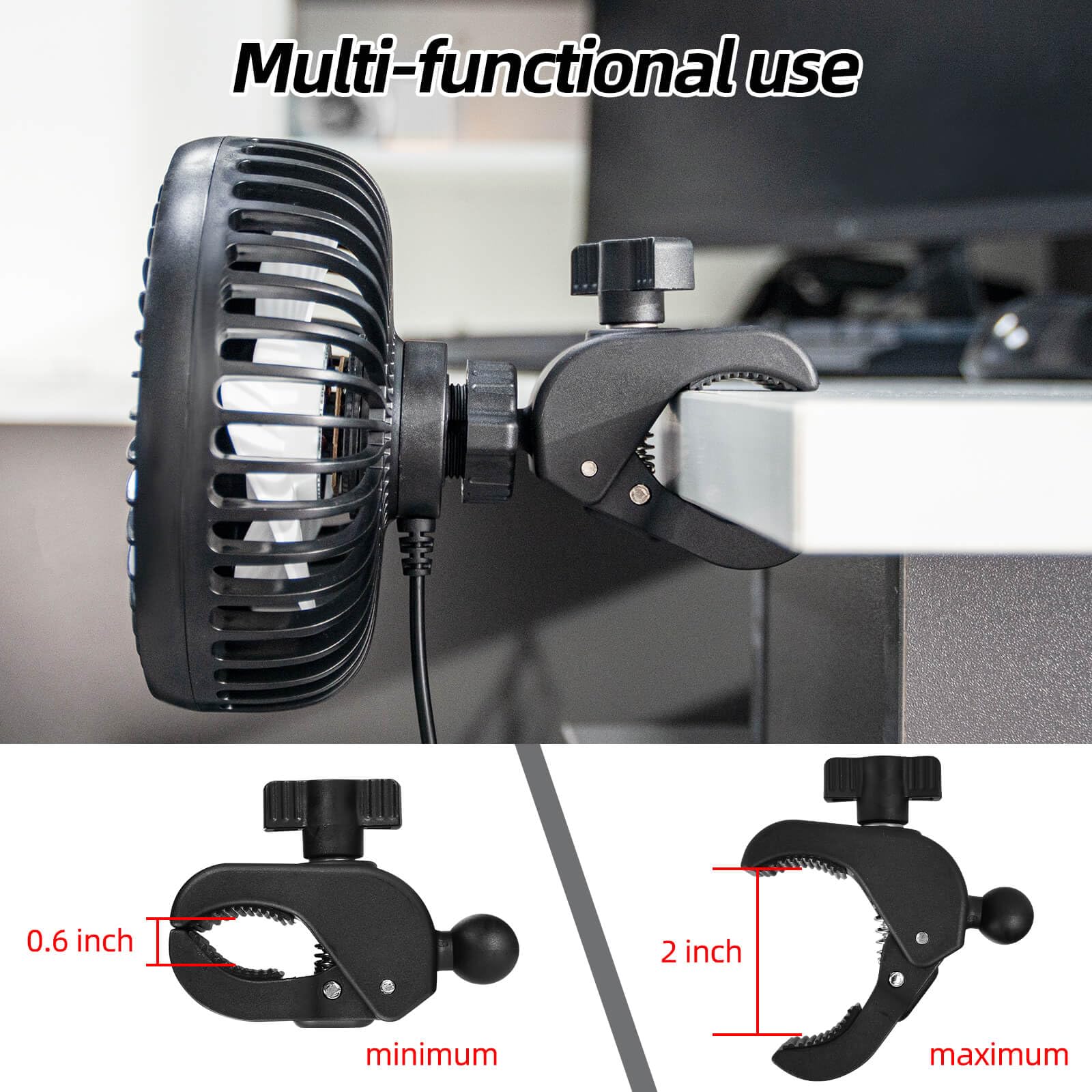 WEKANI fan head angled to demonstrate 360° rotation for directed airflow