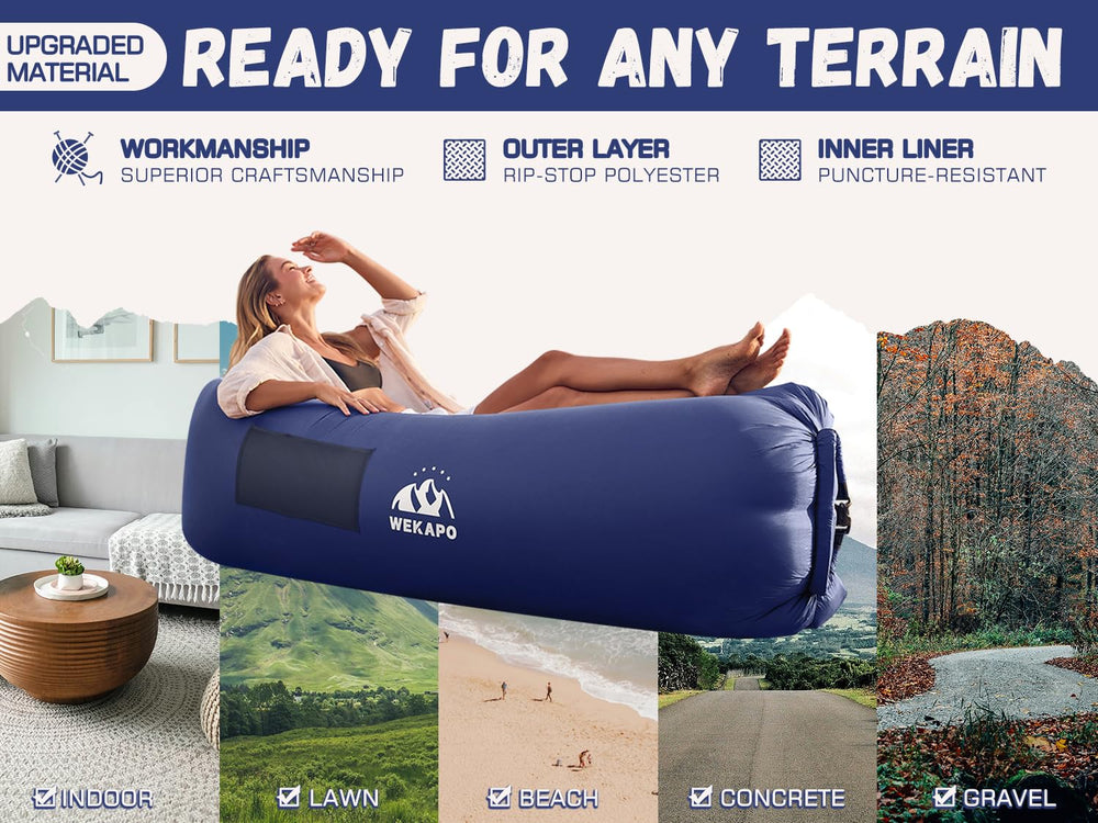WEKAPO lounger in use on beach illustrating stability and easy transport benefit
