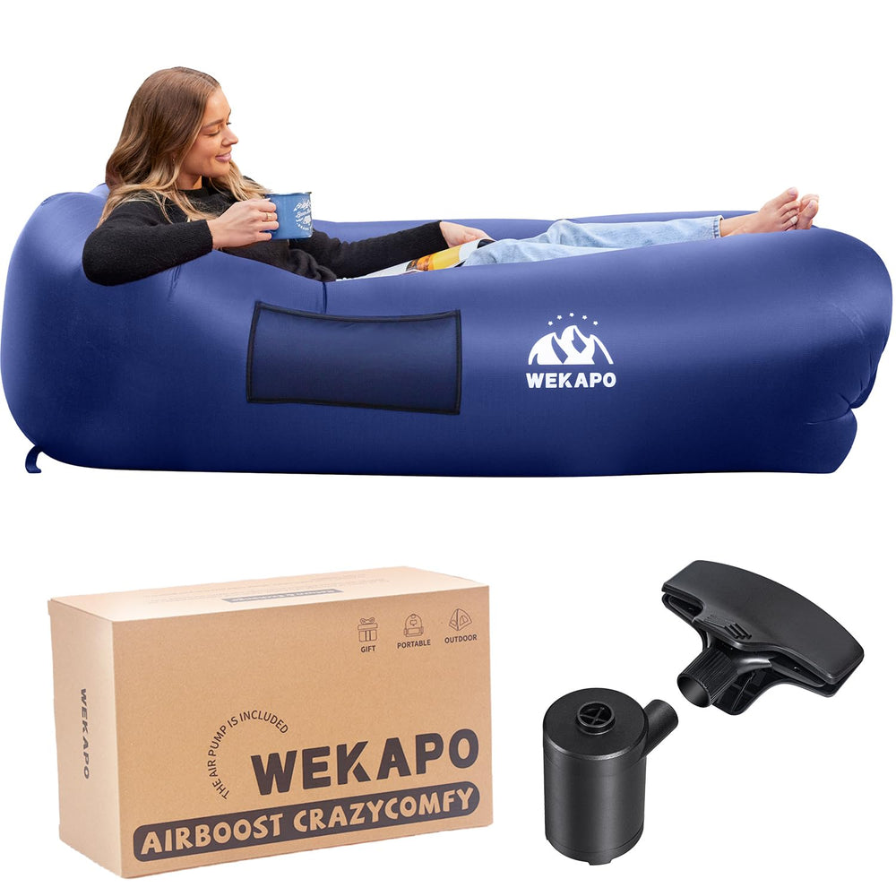 WEKAPO front view of inflated couch showing roomy seating and portability benefit