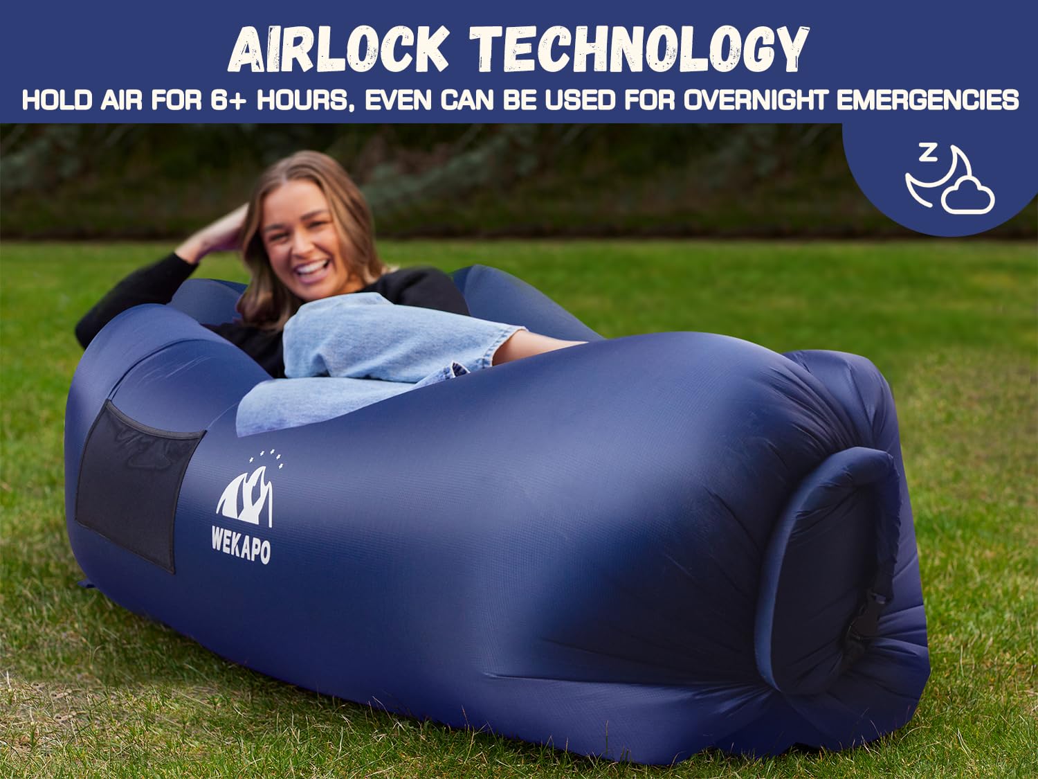 WEKAPO pillow-shaped headrest detail highlighting neck support and ergonomic comfort benefit