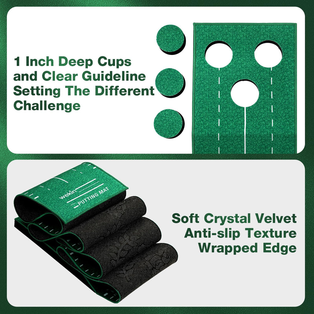 Wekin mat closeup of crystal velvet surface demonstrating smooth ball roll and realistic feel