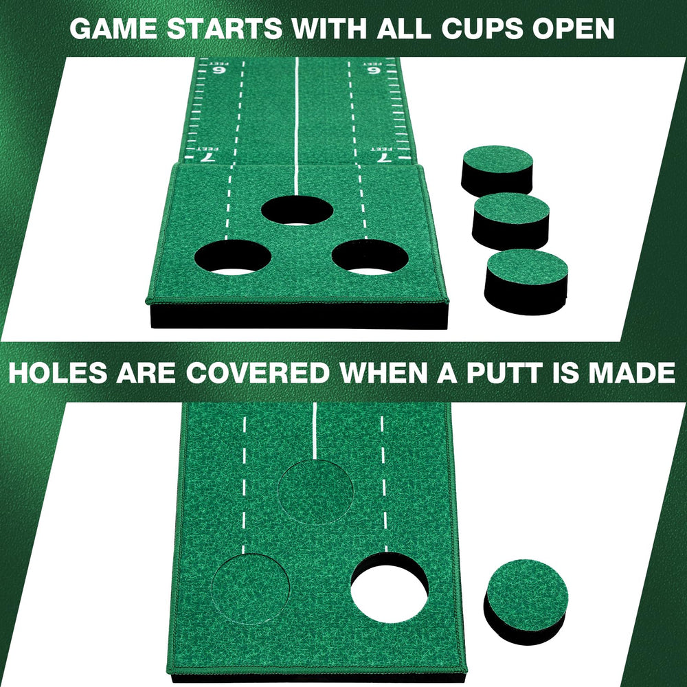 Wekin three holes layout top-down showing multiple target positions for varied putting drills