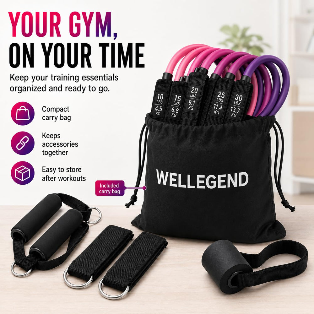 wellegend hand holding bands for size reference indicating compact travel-friendly benefit
