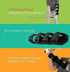 Wellstream Golf trainer worn on arm in use promoting a straighter lead arm feel