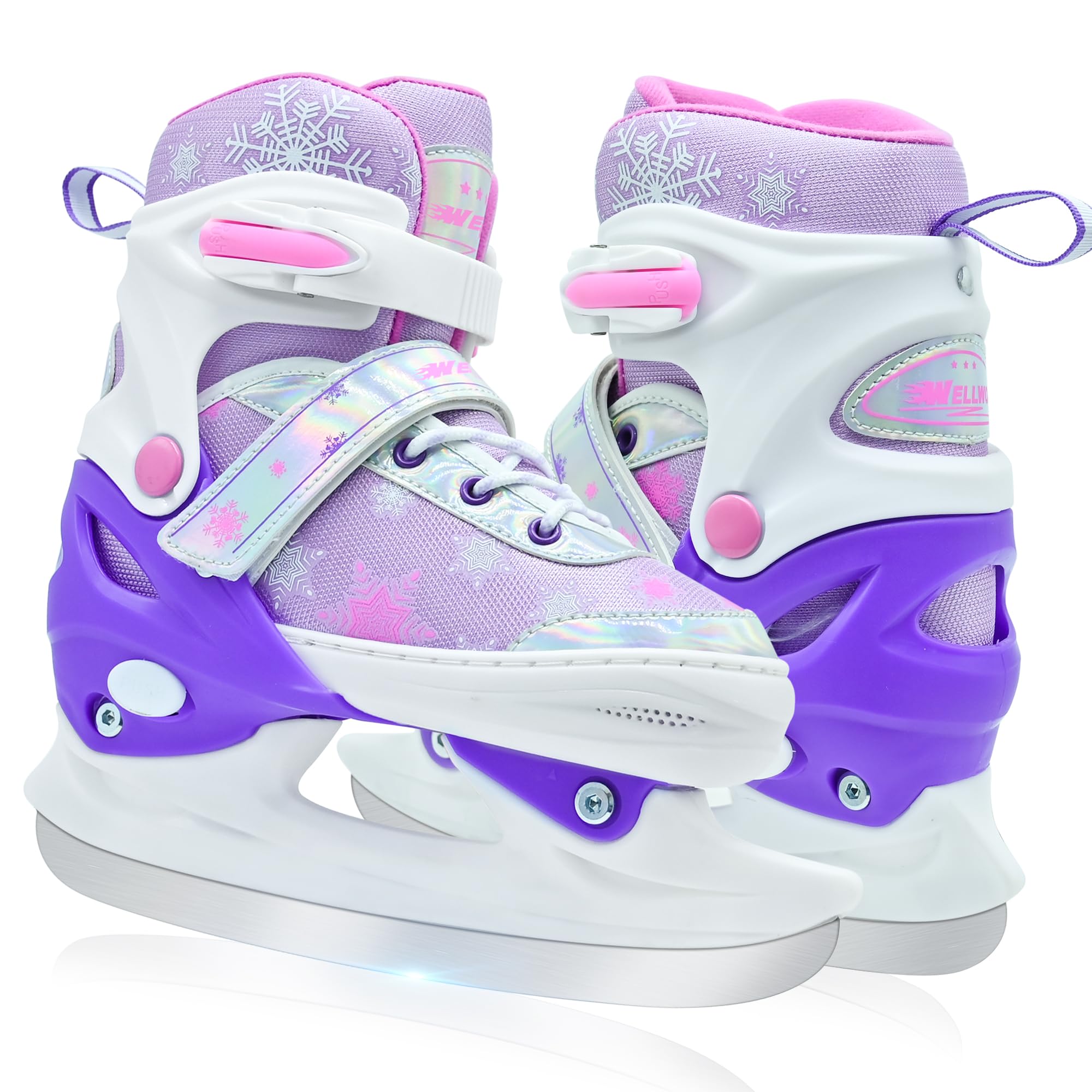 WELLWON front view of adjustable kids skate showing safe fit
