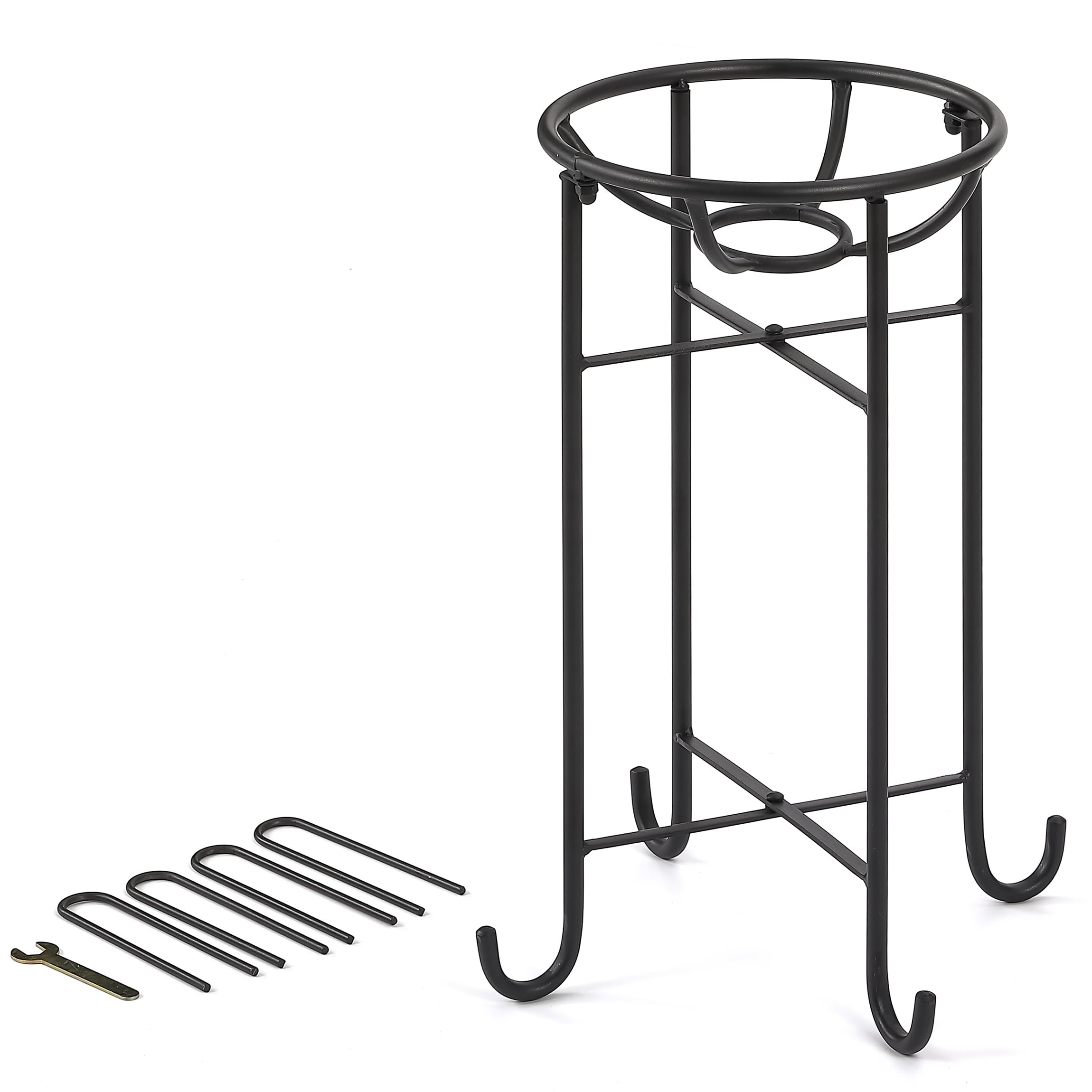 Wenbery front view of black gazing ball stand showing clean display benefit