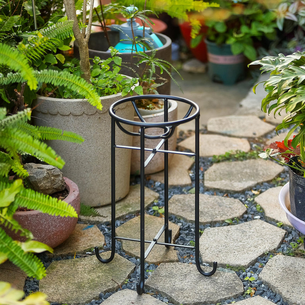 Wenbery in garden showing stand elevating globe and attracting attention