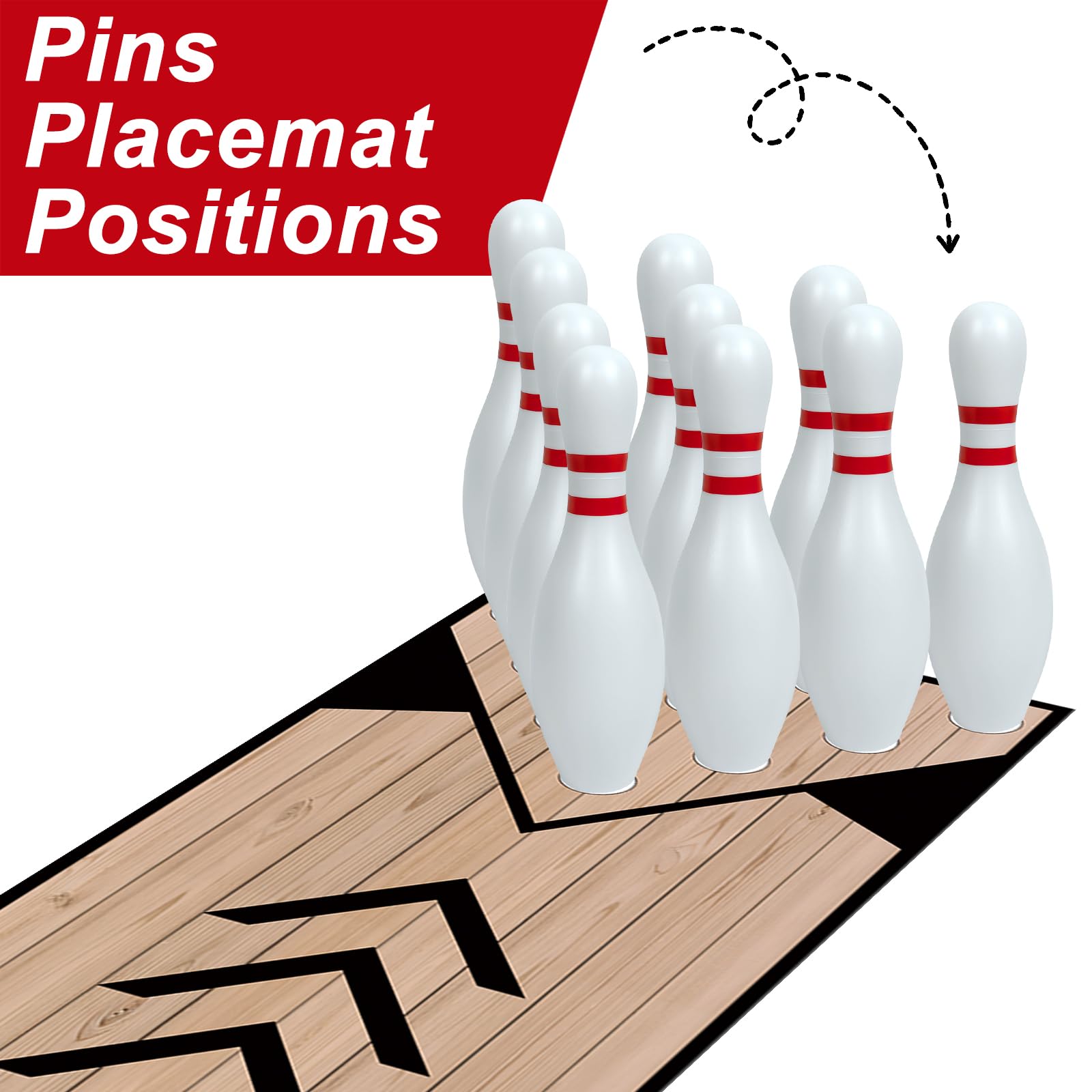 Wensdr two 4-inch balls beside pins, demonstrates easy handling and play