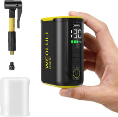 WEOLULI front view of mini pump showing compact design and portability benefit
