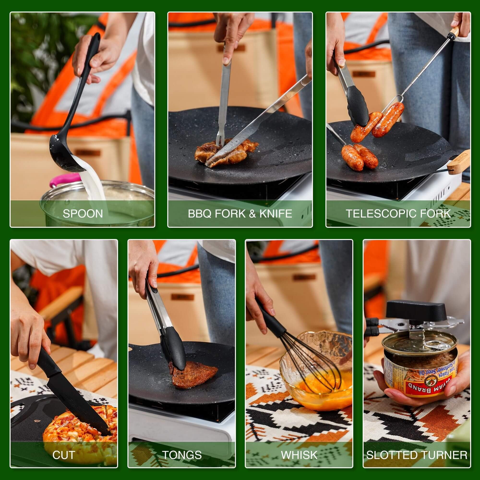 Wesqunie cooking at a campsite demonstrating portability and meal prep ease