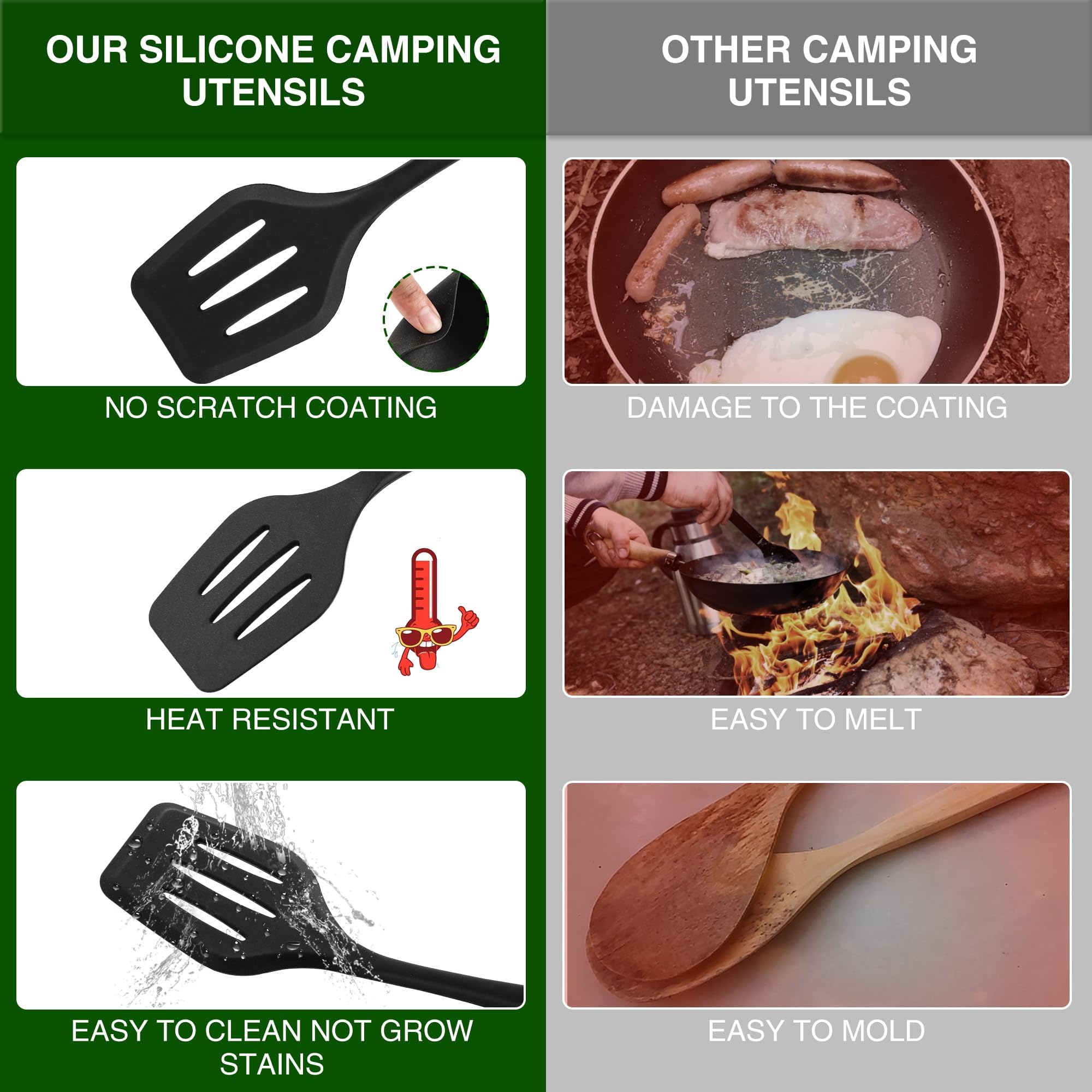 wesqunie sporks and silicone brush detail, versatile serving and basting benefit