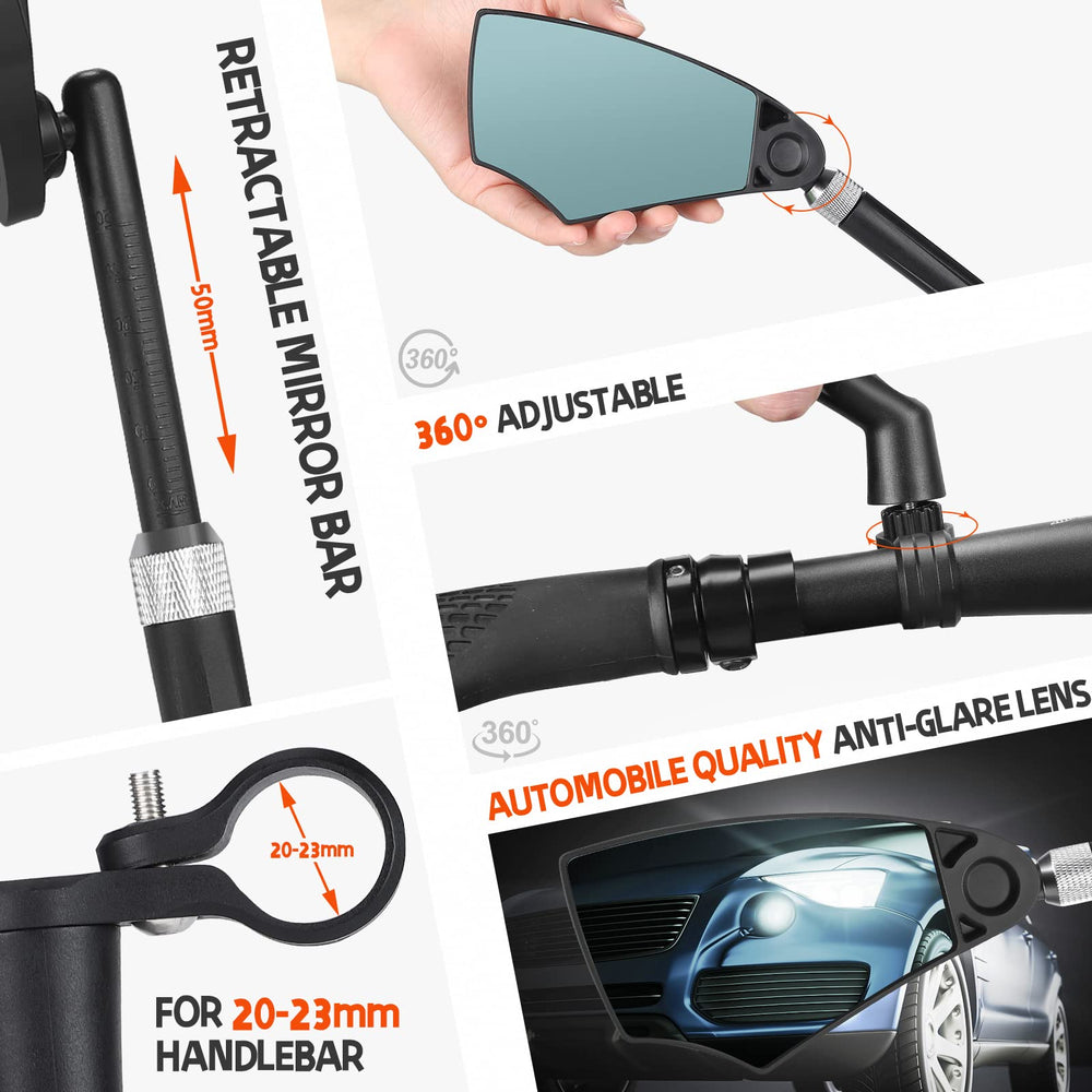 WEST Biking folded mirror against handlebar for compact storage