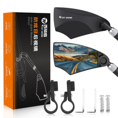 WEST Biking front packaging showing both handlebar mirrors and benefits