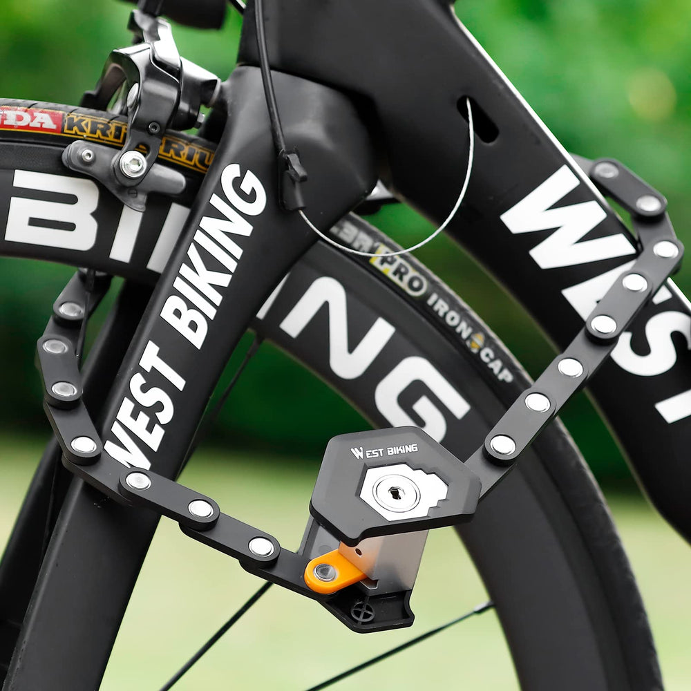 West Biking product packaging box showing included keys and bracket