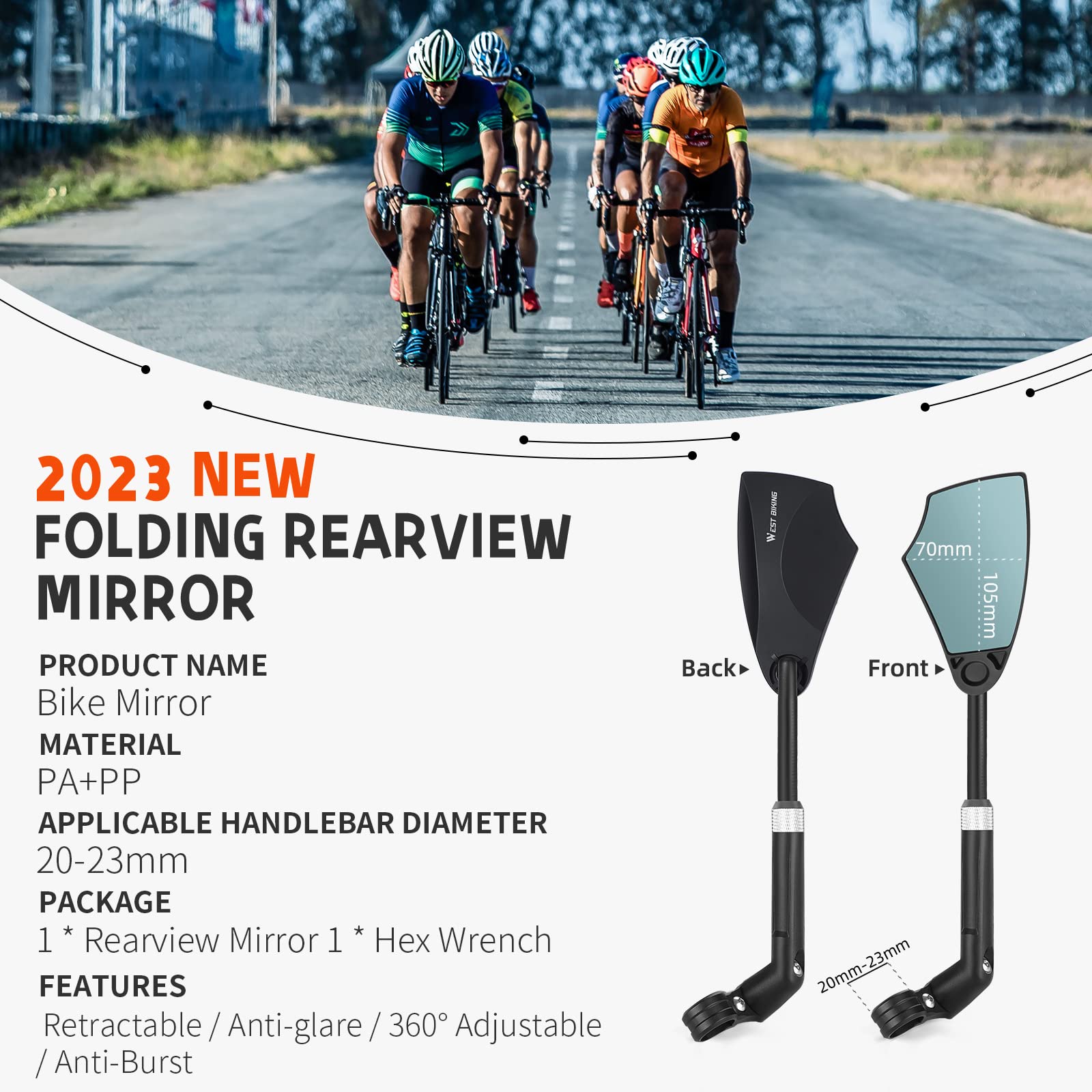 WEST Biking telescopic rod extended showing adjustable reach benefit