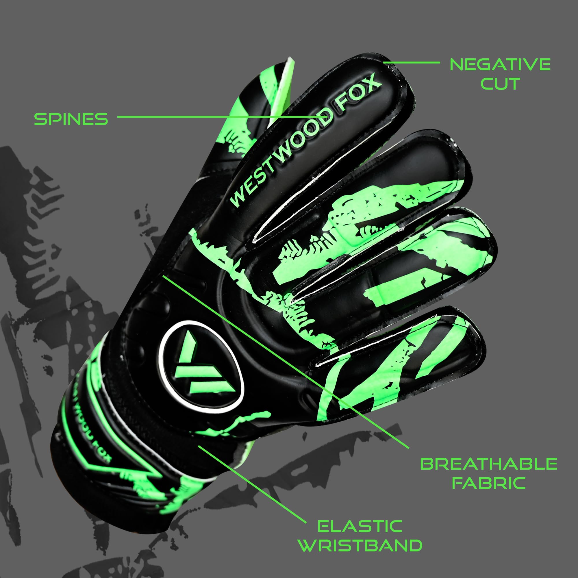 WESTWOOD FOX finger spine detail highlighting protective support