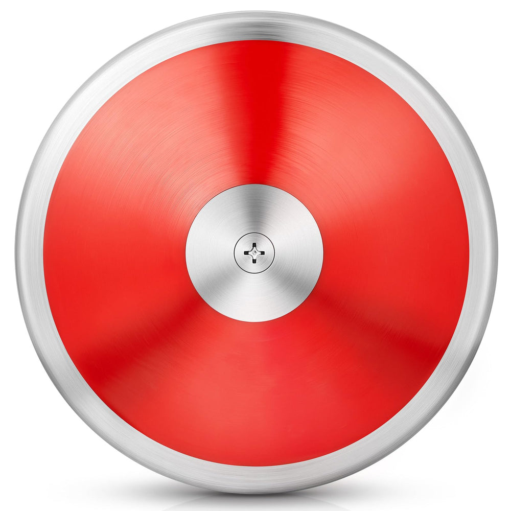 Wettarn discus front view showing red finish and secure grip for reliable throws