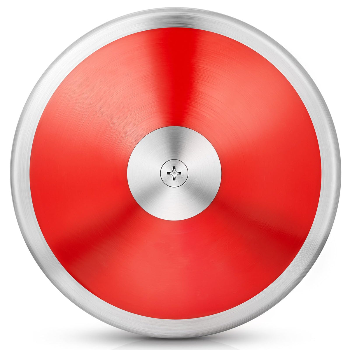 Wettarn discus front view showing red finish and secure grip for reliable throws
