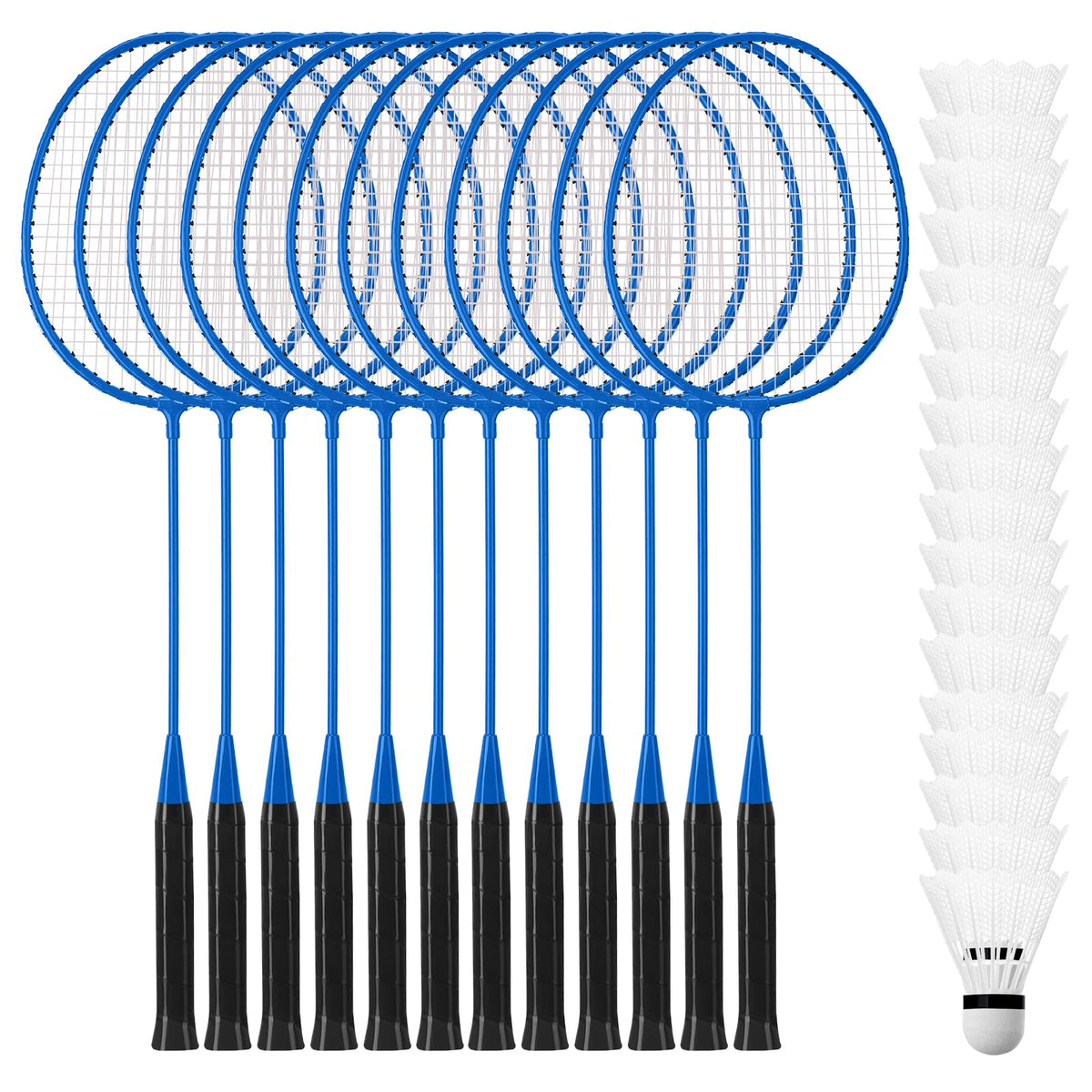 Wettarn front view of 12 blue rackets showing full set benefit