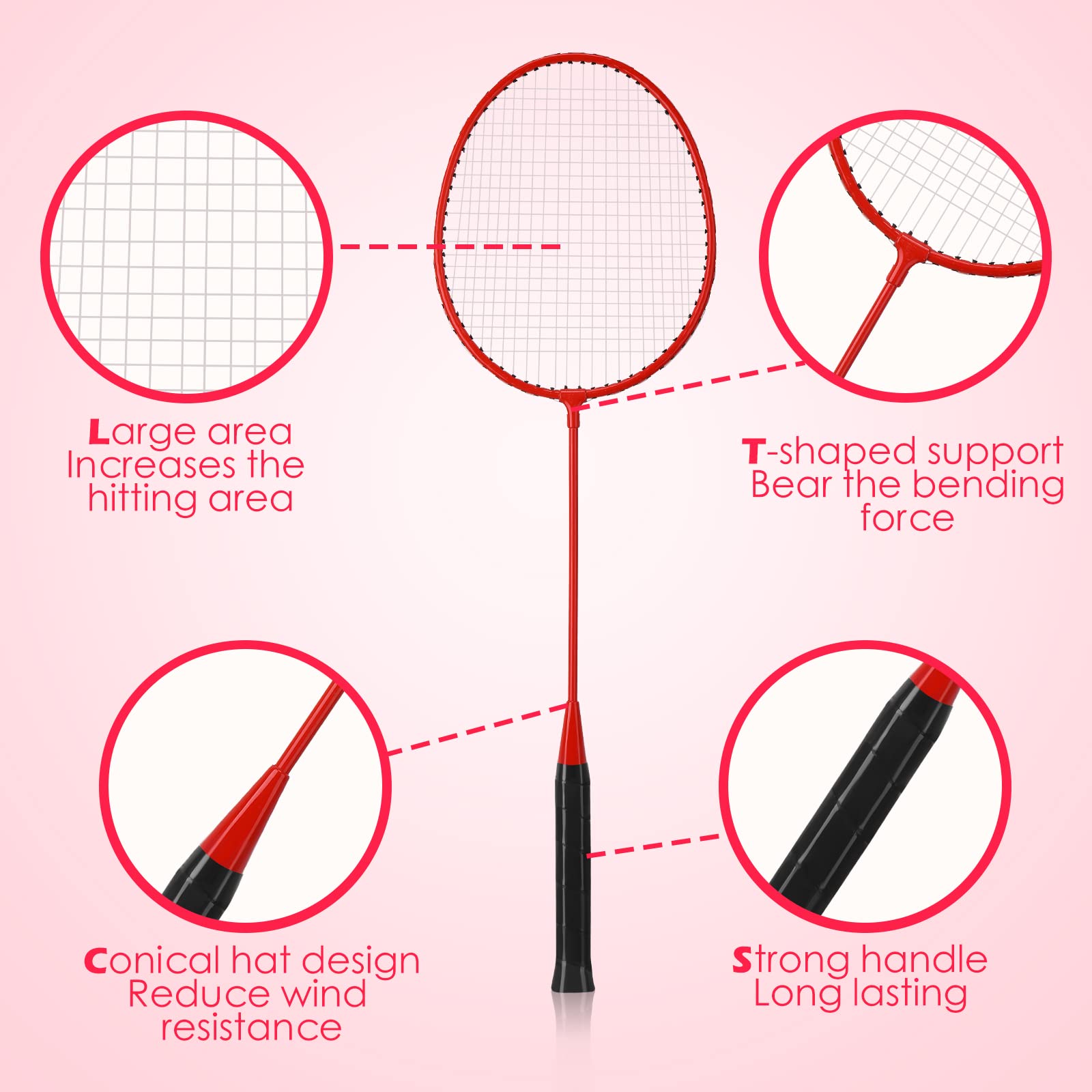 Wettarn arrangement of rackets and 18 nylon shuttlecocks ready for matches