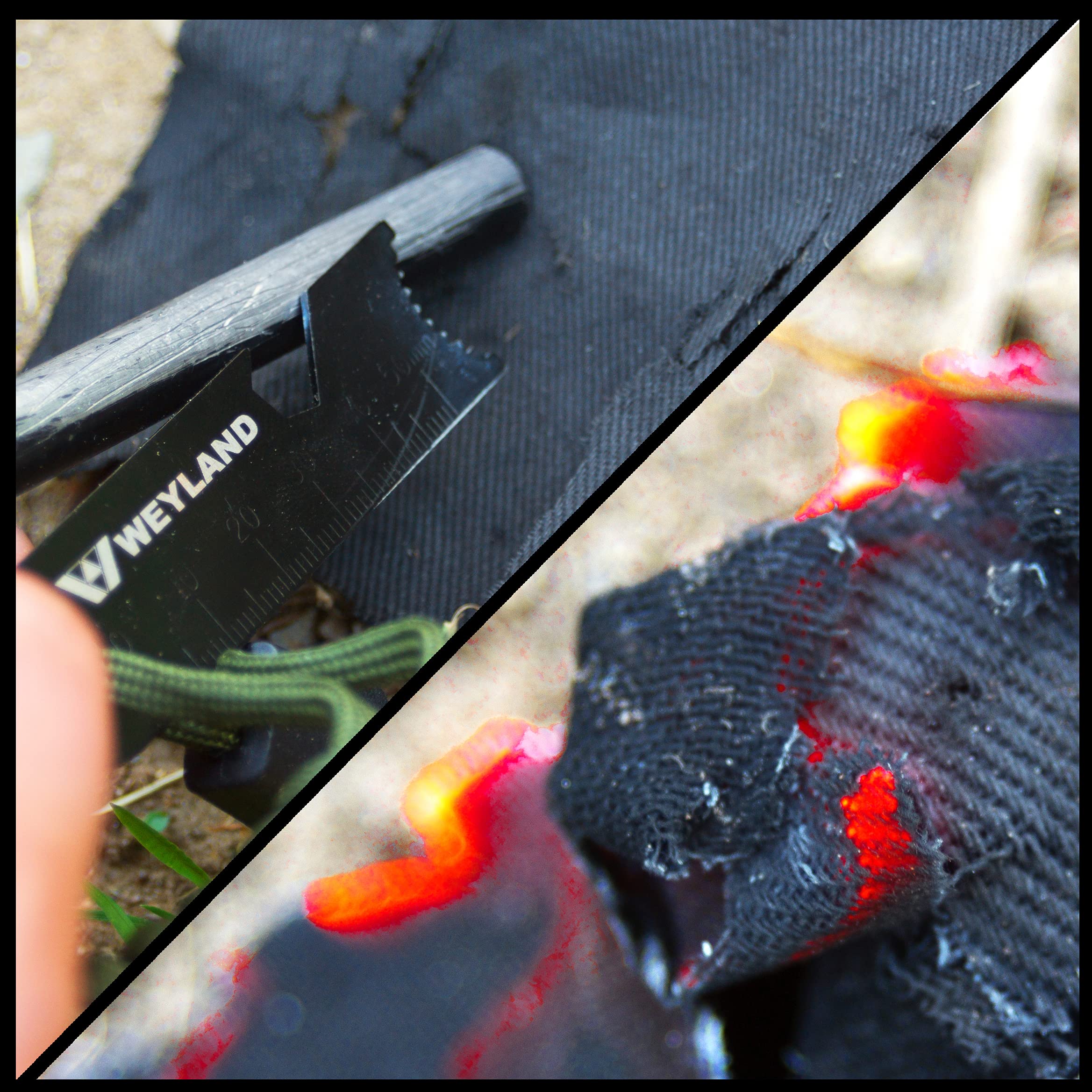 WEYLAND kit held in hand for size comparison showing lightweight, packable design